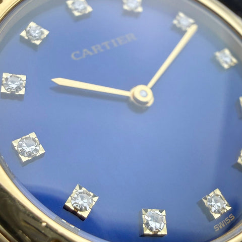 Cartier Cougar Ref. 887905 | Factory Blue Enamel (Emaille) Dia Dial | 18k Yellow Gold | 114.45 gr. | 33mm | Top