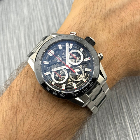 Tag Heuer Carrera Automatik Chronograph Ref. CBG2010.BA0662 | Full-Set 01/2026 | Tag Heuer Garantie 01/2031 | Unworn | Ungetragen | Skelettiert | 43mm | Top