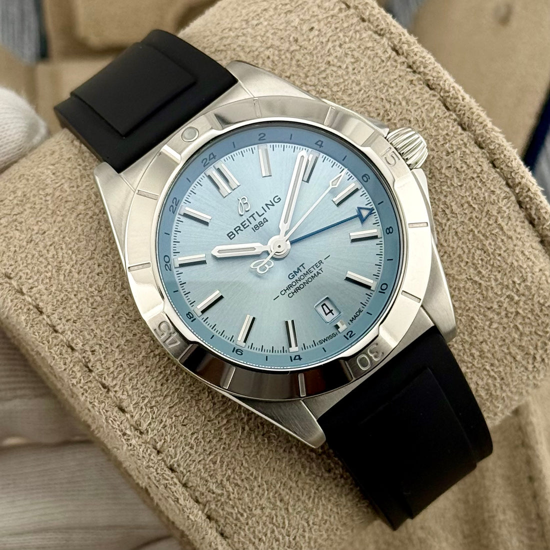 Breitling Chronomat Automatic GMT 40 Ref. P32398101C1S1 | Full-Set 11/2023 | Garantie 11/2027 | Eisblau | Top