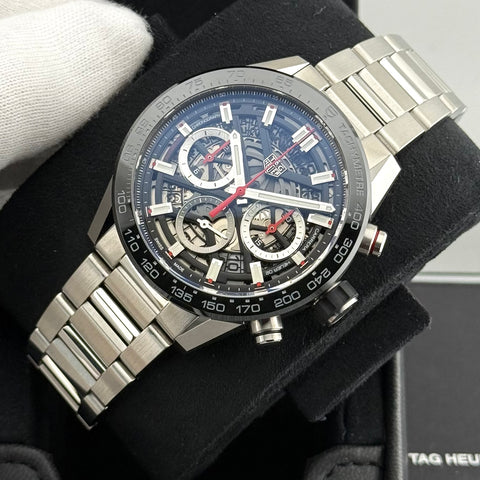 Tag Heuer Carrera Automatik Chronograph Ref. CBG2010.BA0662 | Full-Set 01/2026 | Tag Heuer Garantie 01/2031 | Unworn | Ungetragen | Skelettiert | 43mm | Top