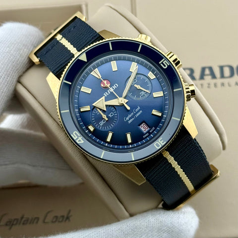 Rado Captain Cook Automatic Chronograph Ref. R32146208 | Full-Set 2026 | Unworn | NEW | Bronze | 43mm | Blue Dial | Top