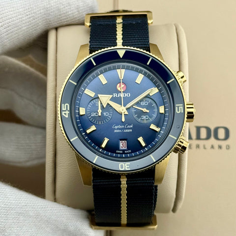 Rado Captain Cook Automatic Chronograph Ref. R32146208 | Full-Set 2026 | Unworn | NEW | Bronze | 43mm | Blue Dial | Top