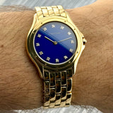 Cartier Cougar Ref. 887905 | Factory Blue Enamel (Emaille) Dia Dial | 18k Yellow Gold | 114.45 gr. | 33mm | Top