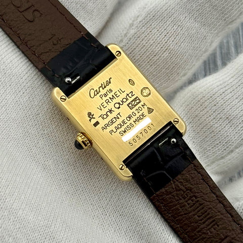 Cartier Tank Vermeil Ref. 5057001 | Quartz | Rare Dial | Vintage | Cartier Strap | 20x28mm | Damen | Ladies | VIP