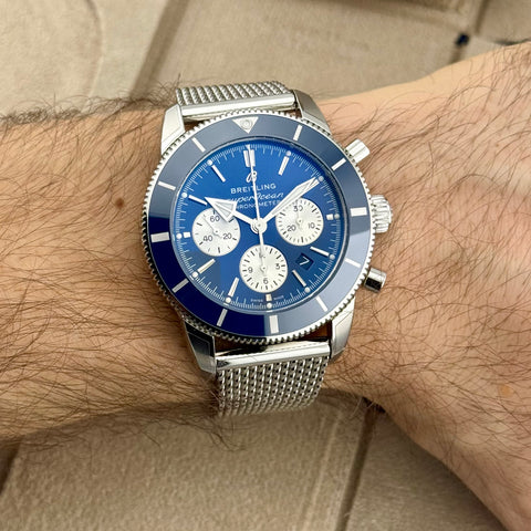 Superocean Heritage B01 Chronograph 44 Ref. AB0162161C1A1 | Full-Set 05/2023 | Breitling Garantie 05/2028 | 44mm | Blue Dial | Like New